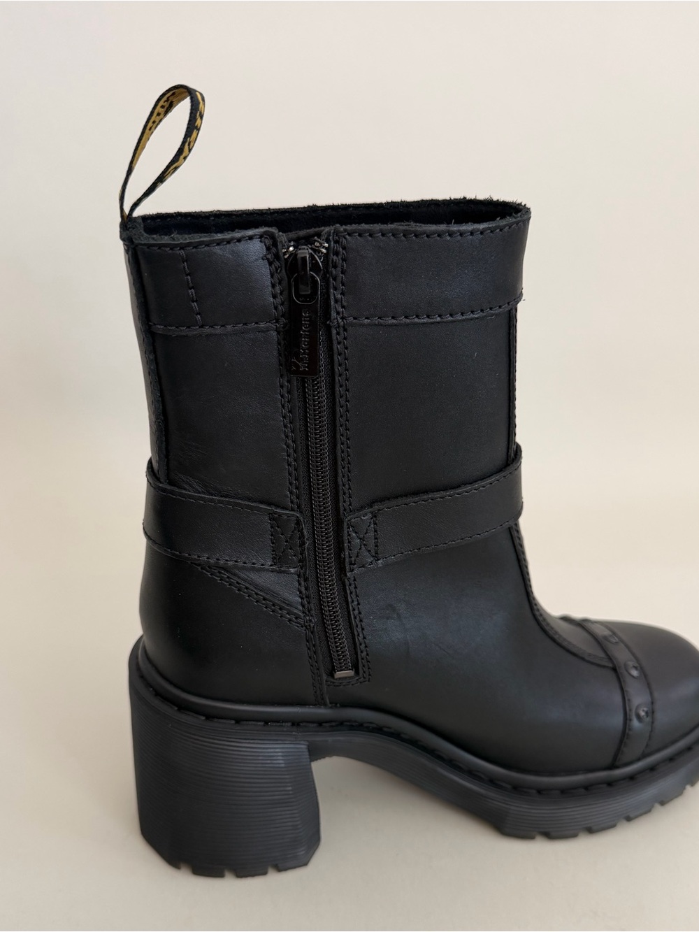 DR. MARTENS Spence Harness Leather Heeled Moto Boots Black US 9 - Picture 8 of 13